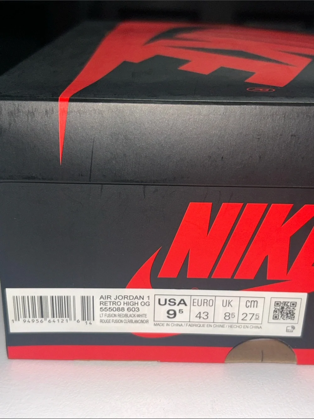 Jordan 1 Retro High OG “Light Fusion Red” Men’s Size 9.5